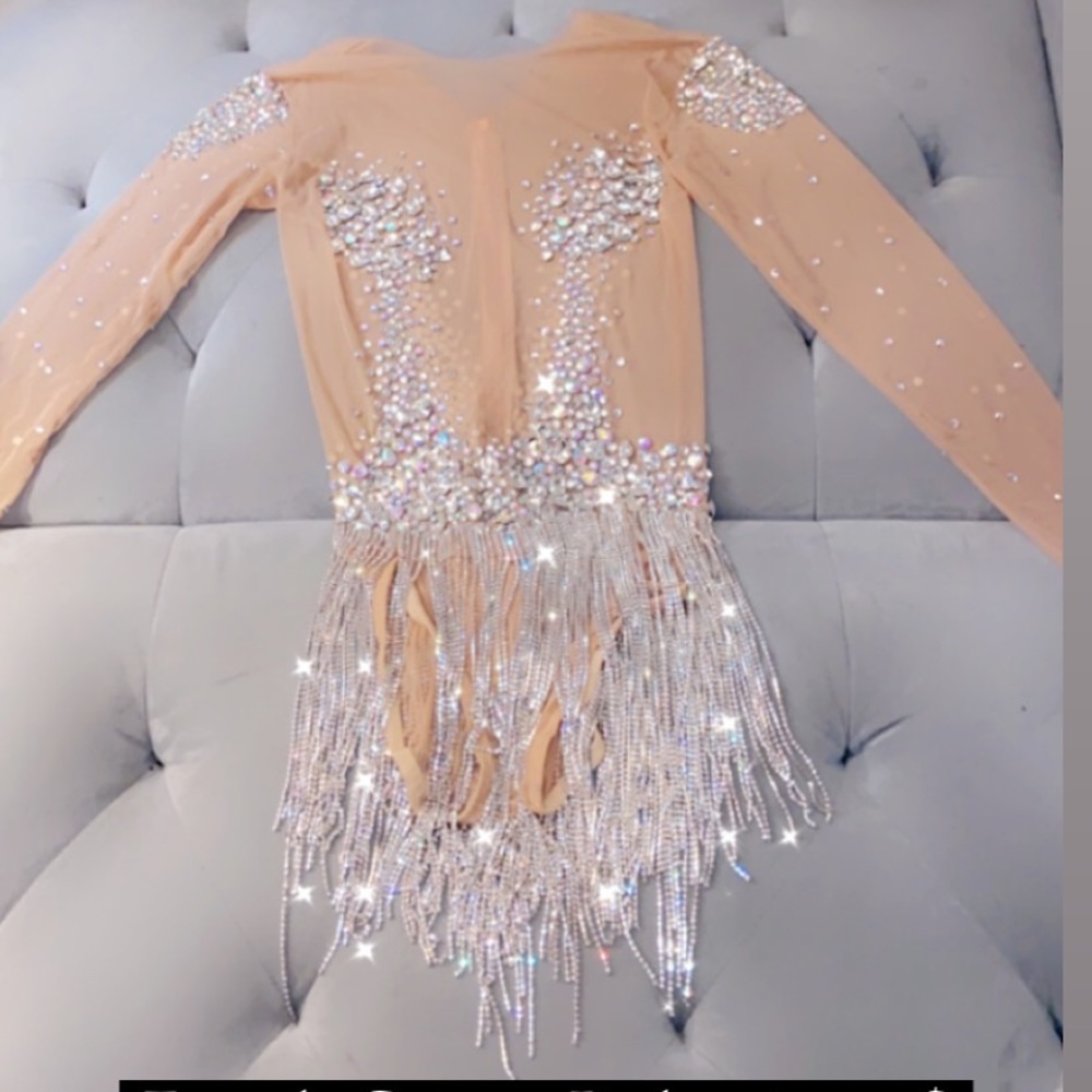 Body suit Rhinestone dress Ari Fletcher inspired!